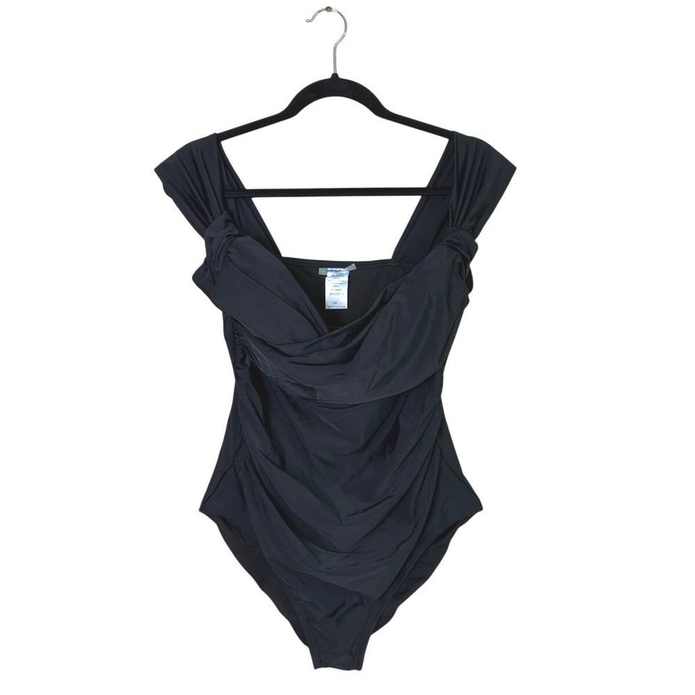 New SWIMSUITS FOR ALL Size‎ 16 Black Ruched Flattering One Piece Swimsuit